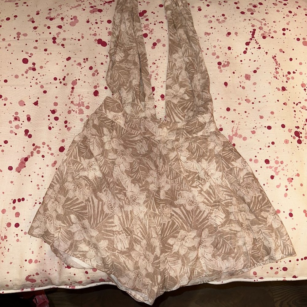 Majorelle Palm Print Halter Romper